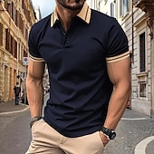 cheap Men&#039;s Classic Polo-Men&#039;s Polo Shirts Golf Shirt Business Classic Short Sleeve Color Block Buttons Spring &amp; Summer Black White Light Green Burgundy Navy Blue Royal Blue Polo Shirts