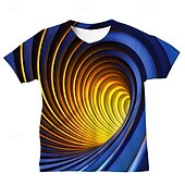billiga Pojkens 3D Vision &amp; Geometri-Multipack 5st Pojkar Rund hals Kort ärm Färgglad T-shirt Grafisk Semester Dagliga kläder Polyester Vår &amp; sommar