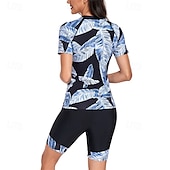 abordables Lycra de surf-Femme Maillot De Bain Deux Pièces Protection solaire UV Poids Léger Manche Courte Maillots de Bain Maillot de bain 2 Pièces Zip sur le devant Natation Surf Plage Sports nautiques Tropical Imprimé Et