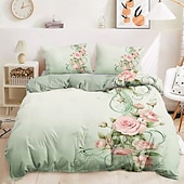 baratos 100% algodão-Conjunto de capa de edredom com padrão floral, conjunto de edredom estampado, conjuntos de cama de algodão com fronha envelope, decoração de quarto, capa de edredom king queen