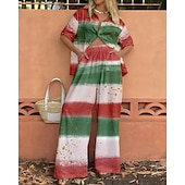 tanie Zestawy-Damskie Moda Moda miejska Koszula Zestawy inspirowane lnem Zestawy dwuczęściowe Lniane spodnie Spodnie Długi rękaw Kołnierzyk koszuli Kolorowy blok Niejednolita całość Dzienne zużycie Randka Rumiany
