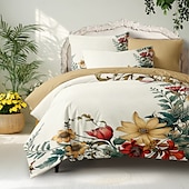 baratos 100% algodão-Conjunto de capa de edredom com padrão floral, conjunto de edredom estampado, conjuntos de cama de algodão com fronha envelope, decoração de quarto, capa de edredom king queen