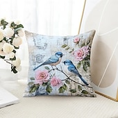 levne květinový a rostlinný styl-1 ks Polyester Polštářový potah, Zvíře stromy a listí rustikální design Pastýřský Obdélníkový Tradiční Klasický