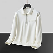 tanie Męskie elitarnie bluzy i swetry-Męskie Bluza dresowa Bluza z zamkiem błyskawicznym Czarny Biały Ciemnoszary Kołnierz polo Równina Zamek Kieszeń Sport i turystyka Codzienny Sport Designerskie Odzież sportowa Podstawowy Wiosna Jesień