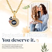 cheap For Women-Personalized Photo Projection Necklace Custom Best Gift for Mom - Customized Pendant with Photo, Ideal Personalized Gift for Lovers, Family, or Friends, Perfect for Wedding