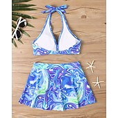 abordables Maillots une pièce et tankinis-Femme Tankini Maillot De Bain Deux Pièces Dos Nu Maillots de Bain Floral Maillots de Bain Noir Jaune Respirable Séchage rapide Poids Léger Sans Manches - Natation Surf Plage Eté Printemps