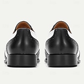 cheap Classic Dress Shoes-Men's Black and White Wingtip Oxford Shoes – Premium Cowhide Leather, Brogue Detailing, Classic Formal Style, Perfect for Weddings and Business Attire