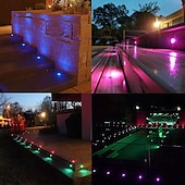 cheap Ground Lights-Recessed LED Deck Light 16 RGB Colors/4 Lighting Modes Timing RF Remote Control IP67 Waterproof LED in Ground Lights for Outdoor Yard Garden Stair Patio Pool Deck Kitchen 10Pack