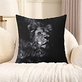 billige dyrestil-dyr dekorative kasteputer trekk 1 stk myk firkantet sofa putetrekk putetrekk for soverom stue sofa stol skummel løve