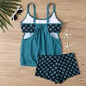 abordables Maillots une pièce et tankinis-Femme Tankini Maillot De Bain Deux Pièces Bretelles Croisées Maillots de Bain Tache Maillots de Bain Noir Rouge Respirable Séchage rapide Poids Léger Sans Manches - Natation Surf Plage Eté Printemps