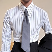 cheap Men&#039;s Button Down Shirts-Men&#039;s Shirt Spearpoint Collar Shirt Dress Shirt Button Up Shirt Stripe Wedding Party White Blue Green Long Sleeve Lapel Spring &amp;  Fall Clothing Apparel Buttons