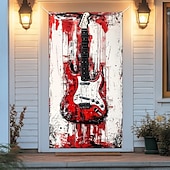 tanie Okładki drzwi-dekoracje drzwiowe osłony drzwi gitara miłośnik muzyki gobelin drzwiowy dekoracja zasłony drzwiowej tło baner drzwiowy wewnętrzny/zewnętrzny na drzwi wejściowe dom wiejski