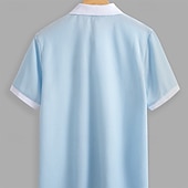 tanie Męski klasyczny polo-Męskie Koszula golfowa dzianinowe polo Biznes Codzienny Klasyczny Krótki rękaw Urlop Moda Kolorowy blok Guziki Dzianiny Lato Wiosna Regularny Biały Burgundowy Khaki Szary Jasnoniebieski Koszula