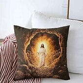 billige Ferieputetrekk-påske jesus dekorative putetrekk 1 stk myk firkantet sofa putetrekk putetrekk for soverom stue sofa stol