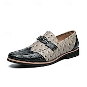 levne Poloformální-pánské hnědé mokasíny z umělého semiše se pštrosím vzorem – stylové slip-on boty pro formální i běžné příležitosti