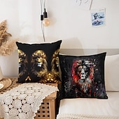 billige dyrestil-dyr dekorative kasteputer trekk 1 stk myk firkantet sofa putetrekk putetrekk for soverom stue sofa stol skummel løve