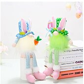 cheap Easter Lights-1 Pc Easter Long Leg Rabbit with Light, Faceless Child, Dwarf Doll, Carrot Resurrection Egg, Easter Indoor Party, Restaurant Atmosphere Decoration