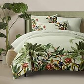 preiswerte 100% Baumwolle-Regenwald-Bettbezug-Set Tauchen Sie ein in die Natur mit üppigen tropischen Designs aus weichem, strapazierfähigem Stoff für ultimativen Komfort und Eleganz