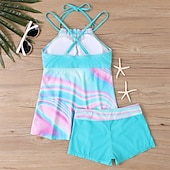 abordables Maillots une pièce et tankinis-Femme Tankini Maillot De Bain Deux Pièces Dos Nu Croisé Maillots de Bain Maillots de Bain Noir Bleu Respirable Séchage rapide Poids Léger Sans Manches - Natation Surf Plage Eté Printemps