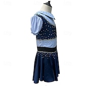 billiga Konståkningsklänningar-konståkning klänning kvinnors flickor skridskoåkning klänning rosa lapptäcke tumhål spandex stretchig träning träning professionell skridsko kläder handgjorda kristall / strass långärmad