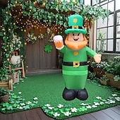 abordables Luces de paisaje-Modelo inflable de aire del día de San Patricio con luz LED - Elfo irlandés de 3,5 pies para decoración de ambiente festivo de patio interior/exterior 1 pieza