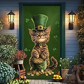 cheap Saint Patrick's Day-Saint Patrick's Day Door Decorations Door Covers Shamrock Gold Coins Door Tapestry Door Curtain Decoration Backdrop Indoor/Outdoor Door Banner for Front Door Farmhouse
