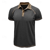 cheap Men&#039;s Classic Polo-Men&#039;s Polo Business Polo Business Casual Lapel Classic Short Sleeve Color Block Embroidered Buttons Summer Spring &amp;  Fall Lake blue Retro Red Dark Gray Black Navy Blue Khaki Polo