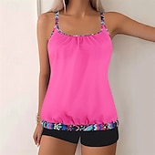 billiga One Pieces &amp; Tankinis-Dam Tankini Tvådelad baddräkt Spets Badkläder Badkläder Svart Rodnande Rosa Andningsfunktion Snabb tork Lättvikt Ärmlös - Simmning Surfing Strand Sommar Vår Plusstorlekar