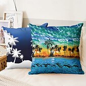 cheap Throw Pillows &amp; Covers-Summer Vibe Decorative Toss Pillows Cover 1PC Palm Trees Soft Square Couch Cushion Case Pillowcase for Bedroom Livingroom Sofa Chair