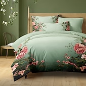 baratos 100% algodão-Conjunto de capa de edredom com padrão floral, conjunto de edredom estampado, conjuntos de cama de algodão com fronha envelope, decoração de quarto, capa de edredom king queen