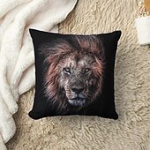 billige dyrestil-dyr dekorative kasteputer trekk 1 stk myk firkantet sofa putetrekk putetrekk for soverom stue sofa stol skummel løve