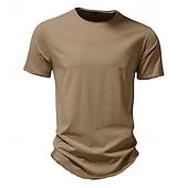 cheap Cotton Linen T-shirts-100% Cotton Men&#039;s T Shirt Tee Top Plain Crew Neck Vacation Street Short Sleeves Classic Style Clothing Apparel Fashion Designer Basic