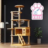 cheap Cat Trees-54.33&quot; Cat Tree/Cat Tree House and Towers for Large Cat/Cat Climbing Tree with Cat Condo/Cat Tree Scratching Post/Multi-Level Large Cat Tree