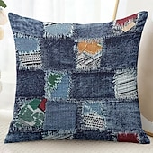 tanie Styl vintage-vintage dekoracyjne poszewki na poduszki 1 szt. denim patch miękka kwadratowa poszewka na poduszkę na kanapę poszewka na poduszkę do sypialni salon sofa krzesło