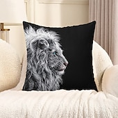 billige dyrestil-dyr dekorative kasteputer trekk 1 stk myk firkantet sofa putetrekk putetrekk for soverom stue sofa stol skummel løve