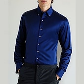 preiswerte Button-Down-Hemden für Herren-Herren Hemd Hemd mit Spearpoint-Kragen Oberhemd Glatt Hochzeit Party Schwarz Weiß Rote Marineblau Langarm Kargen Frühling &amp; Herbst Bekleidung Button-Down