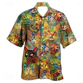 preiswerte Ozean-Druck-Herren Tropisch Fische Hemd Hawaiihemd Sommerhemd Aloha-Shirt Kurzarm Hemd Umlegekragen Tropisch Modisch Hawaiianisch Casual Hawaiianisch Festtage Weiß Gelb Schwarz / Braun S M L