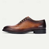 baratos Sapatos Sociais Clássicos-Sapatos oxford masculinos de couro bovino premium – design formal com cadarço marrom degradê para negócios, casamentos e ocasiões especiais