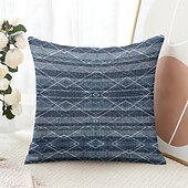 cheap Vintage Style-Vintage Decorative Toss Pillows Cover 1PC Geometric Soft Square Couch Cushion Case Pillowcase for Bedroom Livingroom Sofa Chair Blue