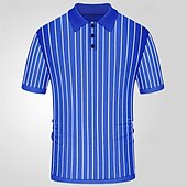 halpa Miesten printtipoolopaita-Miesten Button Up Polos Golfpaita Kausaliteetti Urheilu Kauluskäänne Lyhythihainen Muoti Perus Raita Tilkkutäkki Napit Kesä Sininen Button Up Polos