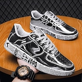 economico Casuale-sneakers da uomo in metallo dorato con suola stampata - scarpe casual eleganti per feste, streetwear e ballo