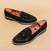 Χαμηλού Κόστους Ημιεπίσημο-ανδρικά σουέτ loafers με λεπτομέρεια φούντας – κομψά casual slip-on παπούτσια με λευκές σωληνώσεις, άνετα παπούτσια για καθημερινή χρήση και ημιεπίσημες εκδηλώσεις