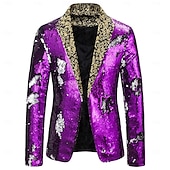 baratos Tops-blazer disco 1980s 2 cores brilhante lantejoulas smoking ajuste fino lapela colarinho ternos carnaval traje masculino adulto halloween carnaval festa de casamento clube smoking