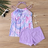 abordables Maillots une pièce et tankinis-Femme Tankini Maillot De Bain Deux Pièces Dos Nu Croisé Maillots de Bain Maillots de Bain Noir Bleu Respirable Séchage rapide Poids Léger Sans Manches - Natation Surf Plage Eté Printemps