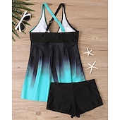 abordables Maillots une pièce et tankinis-Femme Tankini Maillot De Bain Deux Pièces Col en V Maillots de Bain Maillots de Bain Noir Blanche Respirable Séchage rapide Poids Léger Sans Manches - Natation Surf Plage Eté Printemps Grande Taille