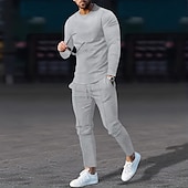 olcso Férfi Basic Tees szettek-Férfi Gofri póló Póló öltönyök Tracksuit Teniszing Rövid ujjú Tömör szín Testedző Alkalmi 2 db Kerek nyakkivágás Vakáció Hétköznapi viselet Sportruházat Nyár Fekete Fehér Királykék Henley póló