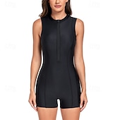 ieftine Rash guards One Piece-Pentru femei Bariere Iritatie Costum de baie Protecție UV la soare Uscare rapidă Ușor Fără manșon Salopetă Costum de baie Fermoar Față Surfing Plajă Sporturi Acvatice  Atletic Înot Mată Vară