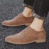 economico Semi-formale-scarpe oxford stringate in pelle scamosciata da uomo – design casual leggero per lavoro, ufficio e uso quotidiano