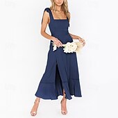 levne Šaty na promoci-Dámské Dlouhé šaty Maxi šaty Šaty na promoci Áčkové šaty Letní šaty Cami šaty Elegantní stylové Dovolená Denní Rande Běžný Bez vzoru Bez rukávů Hranatý Černá Bílá Světle zelená Světlá růžová Léto