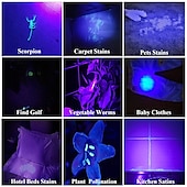 abordables Linternas-Linterna ultravioleta multifunción de 6 piezas, linternas de luz negra para exteriores a prueba de agua y caminos con función de iluminación, violeta 3,2 V 3 W para patio de camping en piscina
